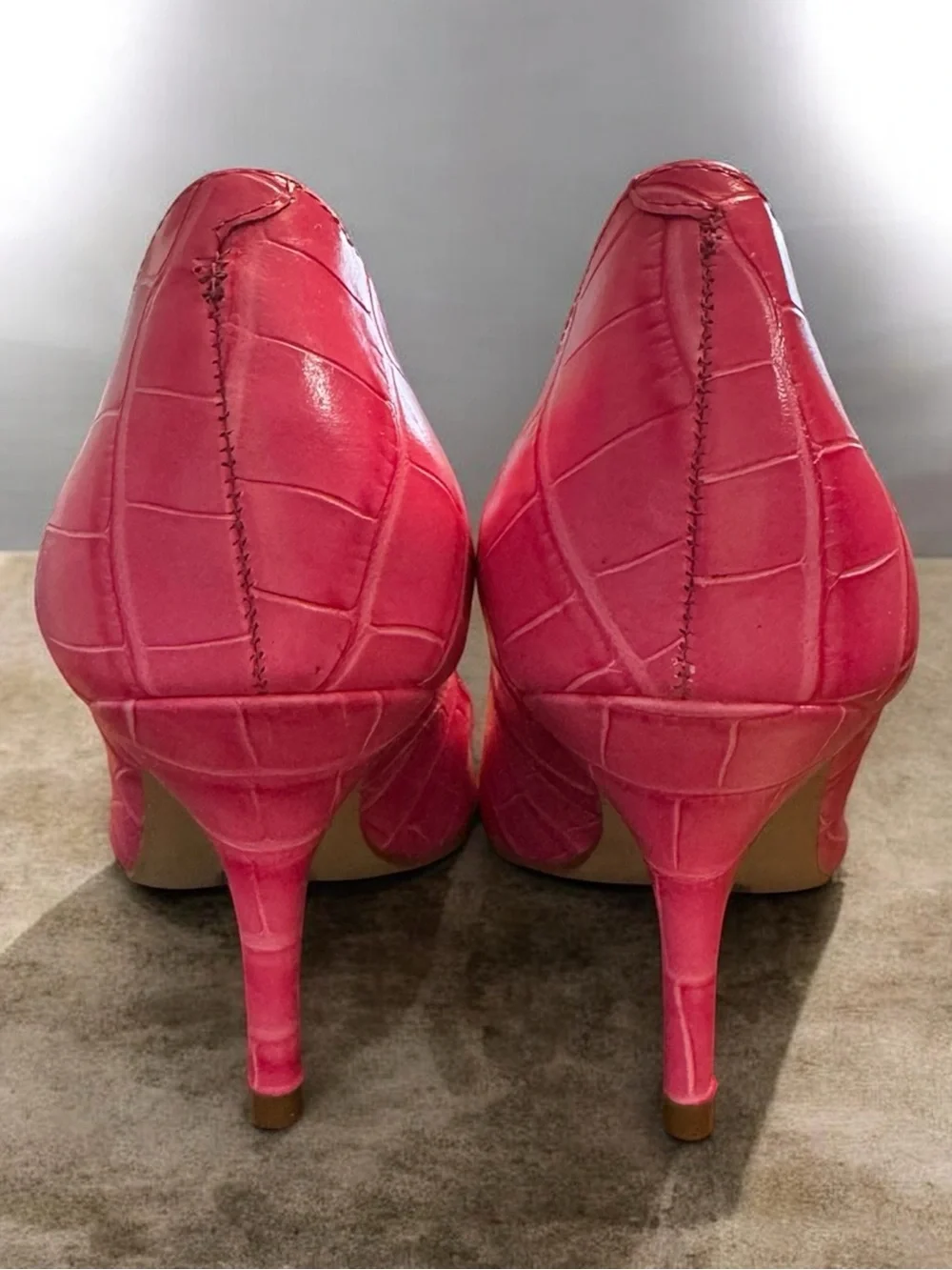 Dune London Pink Croc-Embossed Pointed-Toe Pumps